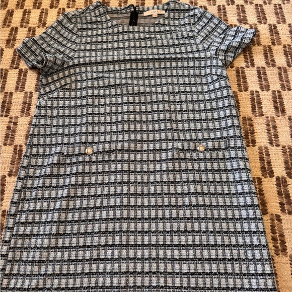 LOFT Blue and Black Textured Dress - Picture 1 of 4